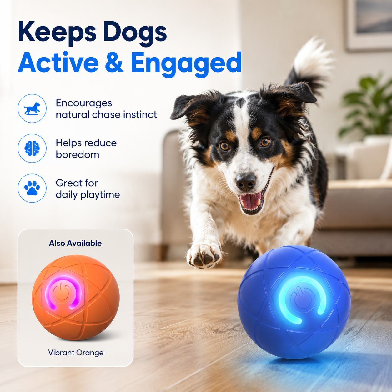 Smart Interactive Dog Ball – Automatic Rolling & Light-Up Toy for Small Dogs