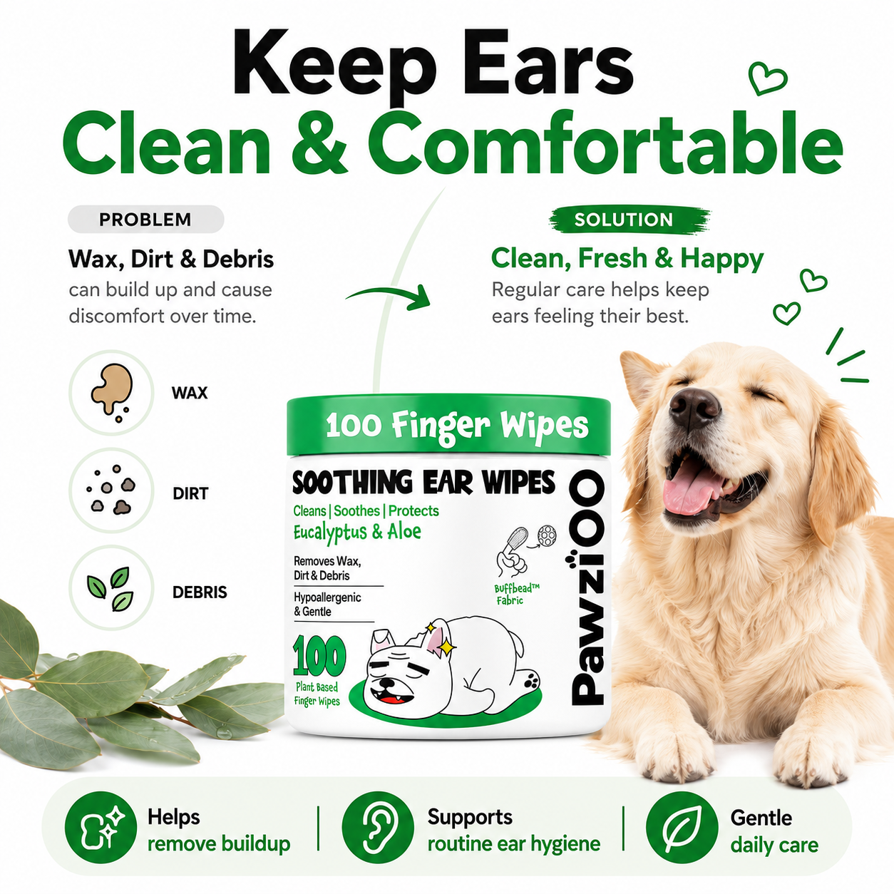 Dog Ear Cleaning Finger Wipes