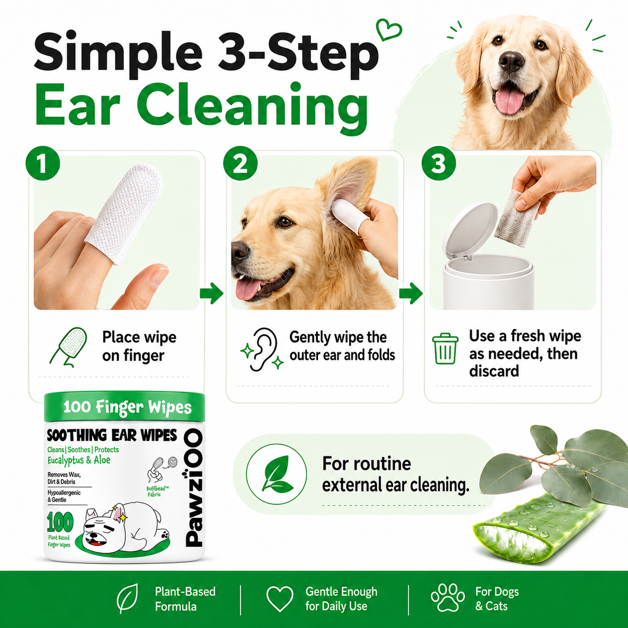 Dog Ear Cleaning Finger Wipes