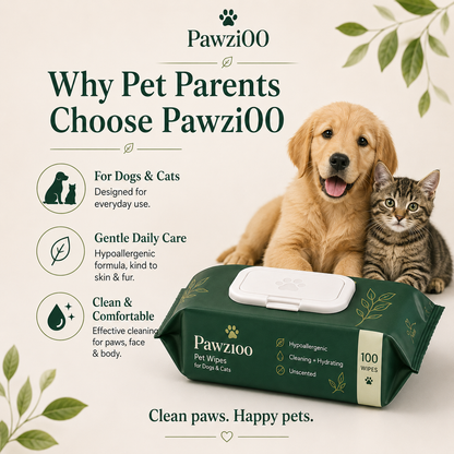 Gentle Daily Pet Wipes for Dogs & Cats | Pawzi00