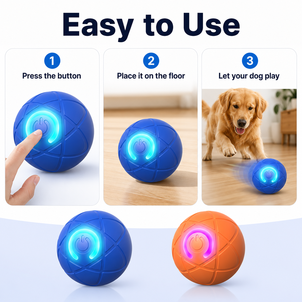 Smart Interactive Dog Ball – Automatic Rolling & Light-Up Toy for Small Dogs